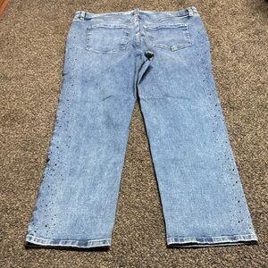 Lane Bryant Mid Rise Signature Fit Straight 18 Jeans Plus 18W Like New Bling